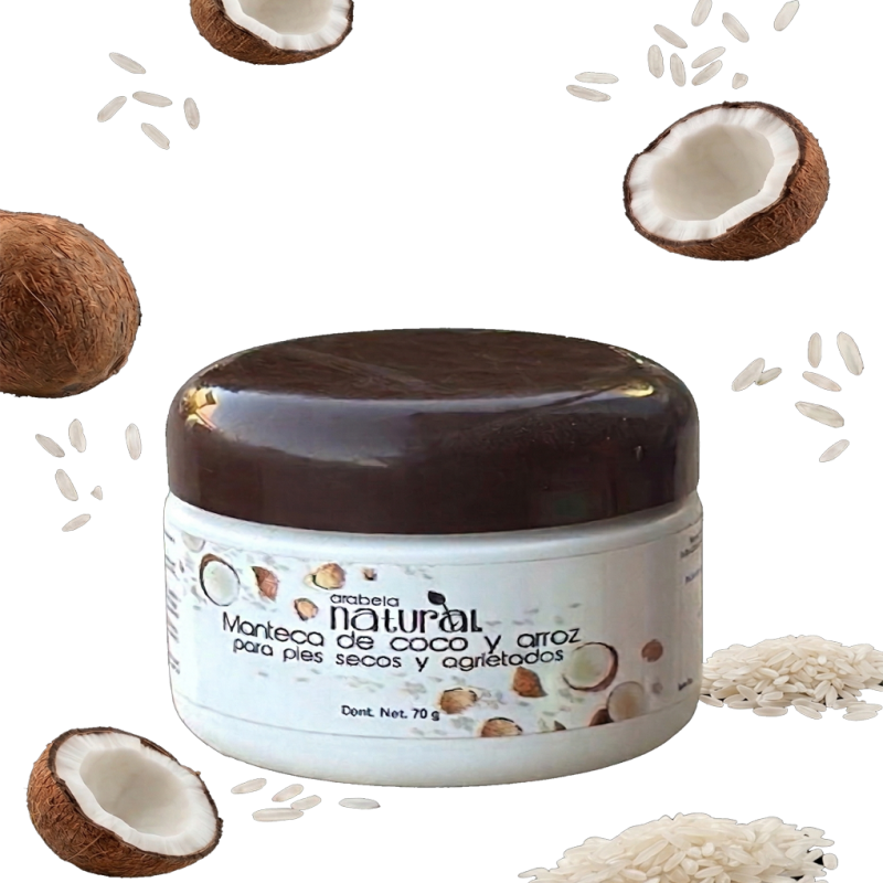 Manteca De Coco y Arroz Para Pies Secos y Agretiados